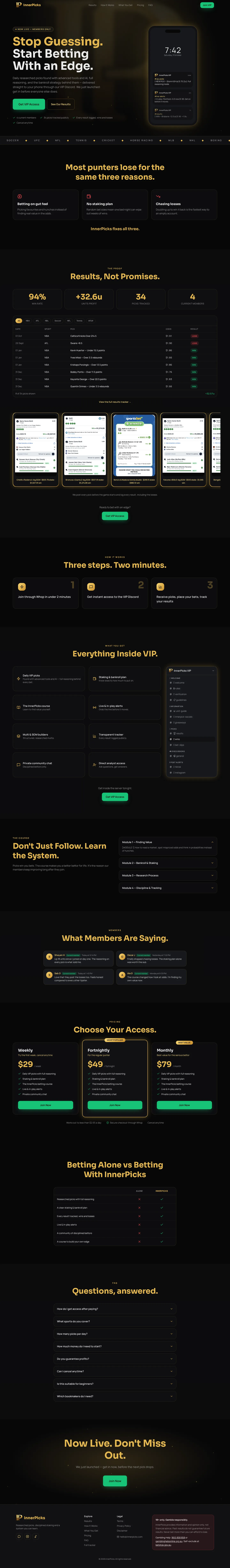 InnerPicks complete desktop website